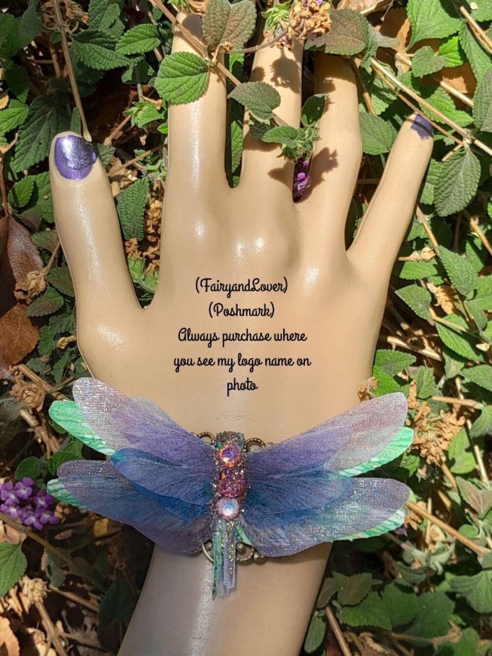 Dragonfly wing silk organza bracelet,woodland fairy gifts